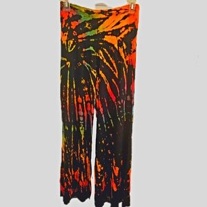 TIE DYE HW Palazzo Black Stretchy Rayon Pant 8 Colors Avail. OS NEW